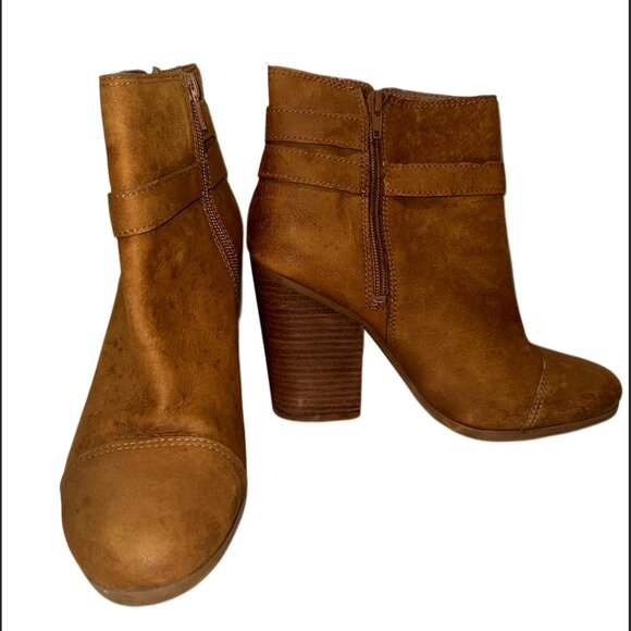 Lucky Brand Shoes - Lucky Brand Booties size 8.5 Brown Suede Laureen Ankle Boots Leather Block Heel